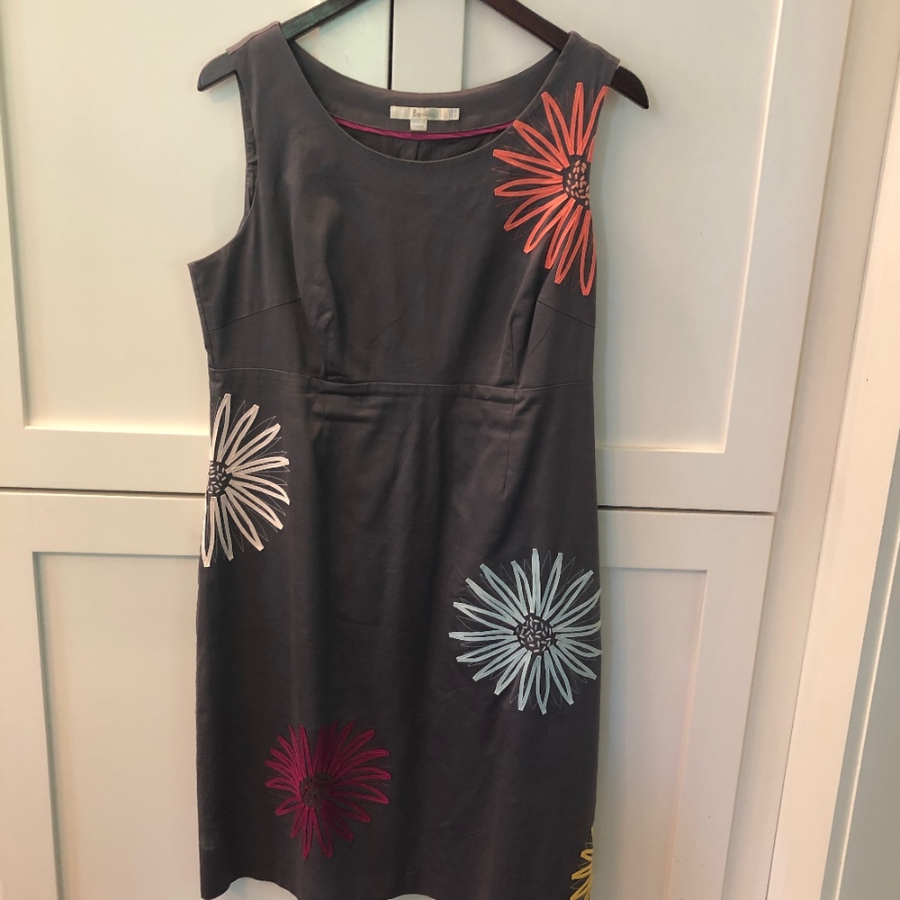 Boden Grey Pink Embroidered Dress Shift 12R